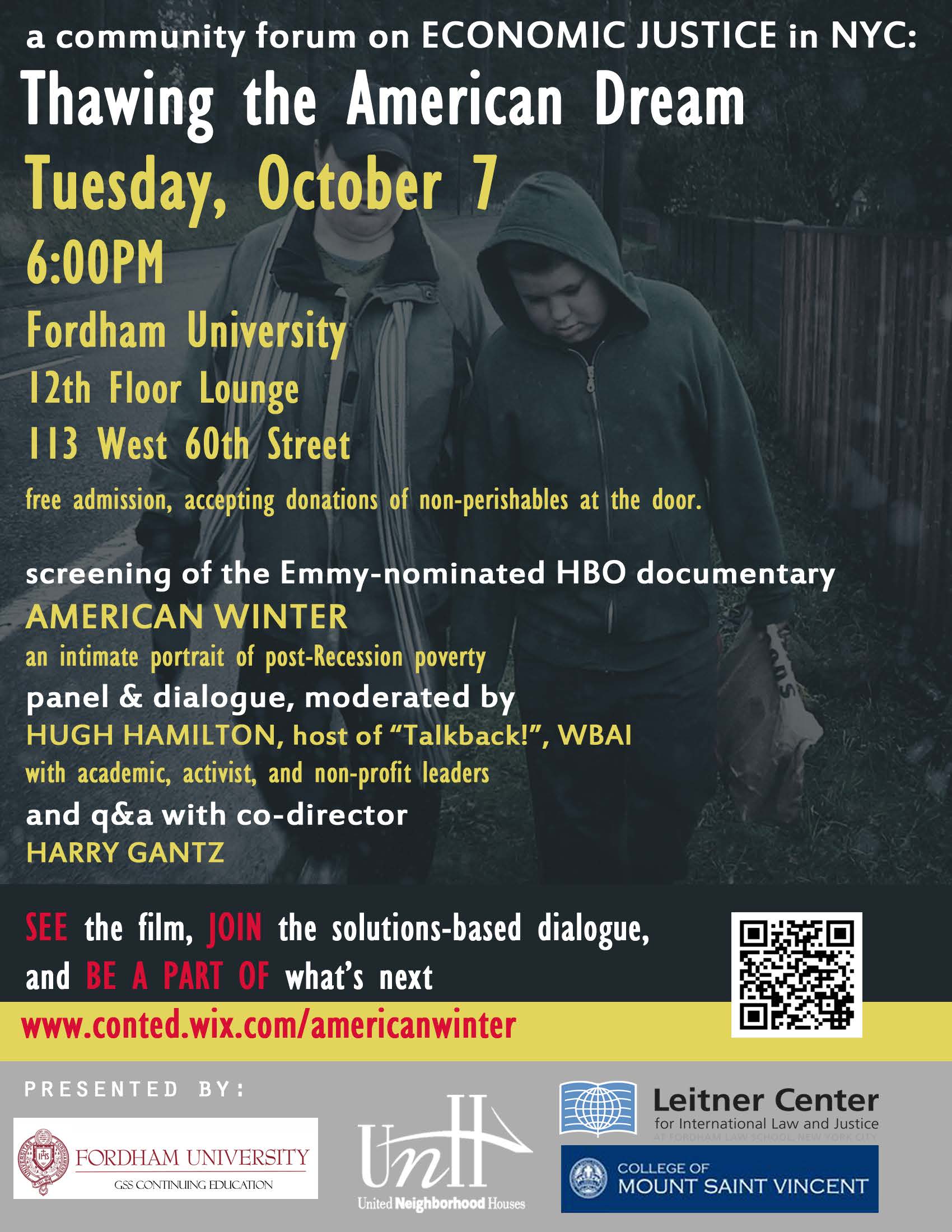 Film Screening and Community Forum on Economic Justice: Thawing the American Dream